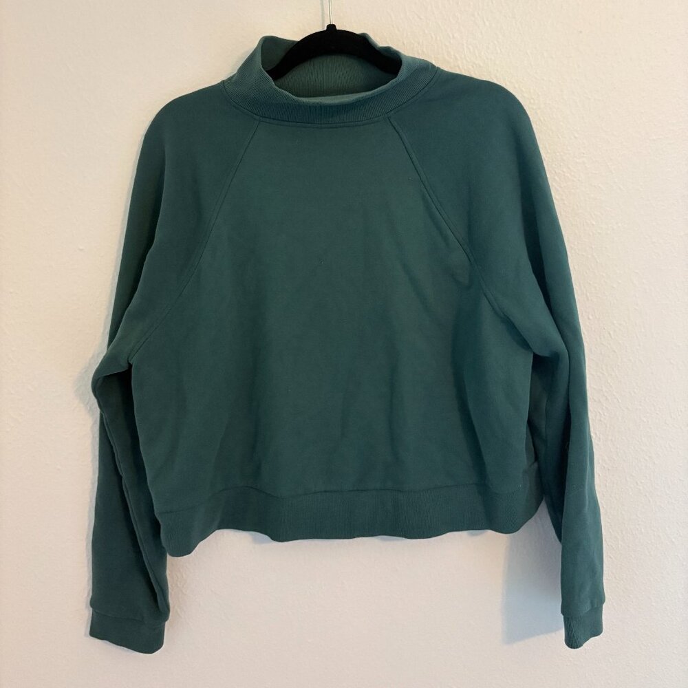 A New Day Jade Green Mock Neck Sweatshirt | Cotton Blend | Size L